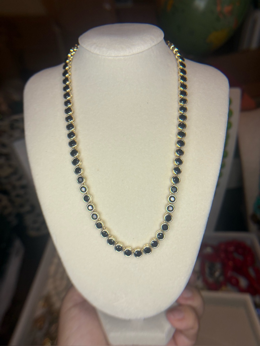 Kendra Scott Gold Tone Black Crystal Tennis Necklace